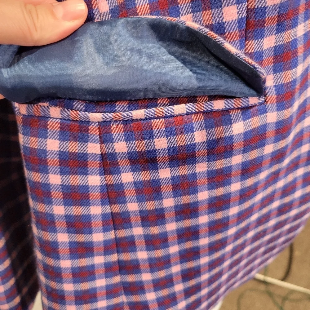 J Crew Regent Womens Size 4 In Bright Colored Plaid Print One Button Blazer